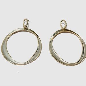Vintage Two-Tone Gold and Silver Hoop Earrings - Large